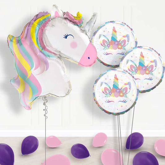 Pastel Unicorn Bouquet Balloons in a Box - Themed Bouquet and Latex | Small Indoor Plants