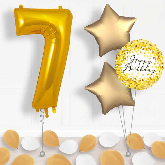 Gold Number 7 Balloon in a Box - Package | Small Indoor Plants