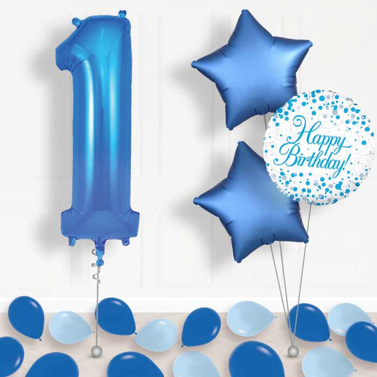 Blue Number 1 Balloon in a Box - Package | Small Indoor Plants