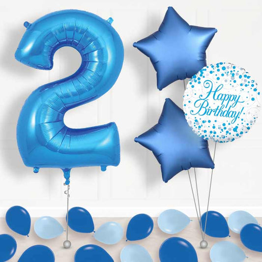 Blue Number 2 Balloon in a Box - Package | Small Indoor Plants