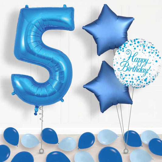 Blue Number 5 Balloon in a Box - Package | Small Indoor Plants