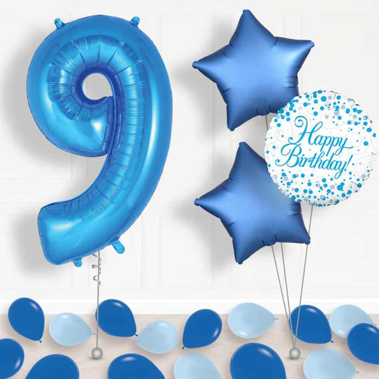 Blue Number 9 Balloon in a Box - Package | Small Indoor Plants