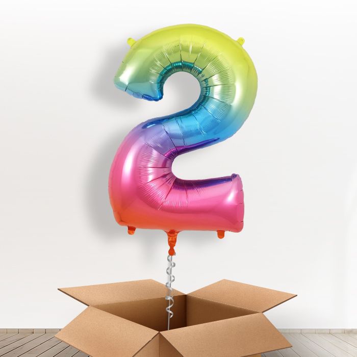 Rainbow 2 Balloon in a Box - Giant Number | Small Indoor Plants