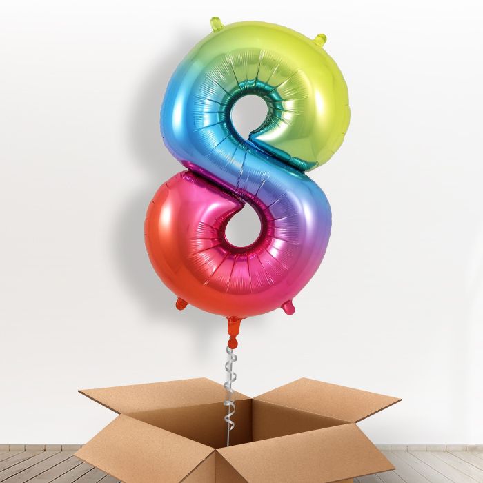 Number 8 Balloon in a Box - Rainbow - Giant Number | Small Indoor Plants