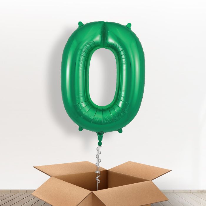 Green Number 0 Balloon in a Box