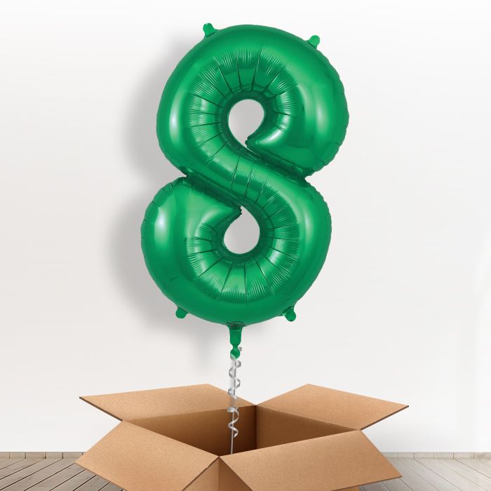 Green Number 8 Balloon in a Box