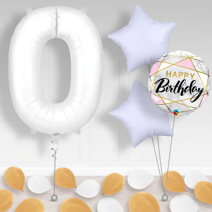 Matte White Number 0 Balloon in a Box - Package | Small Indoor Plants