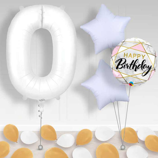 Matte White Number 0 Balloon in a Box - Package | Small Indoor Plants