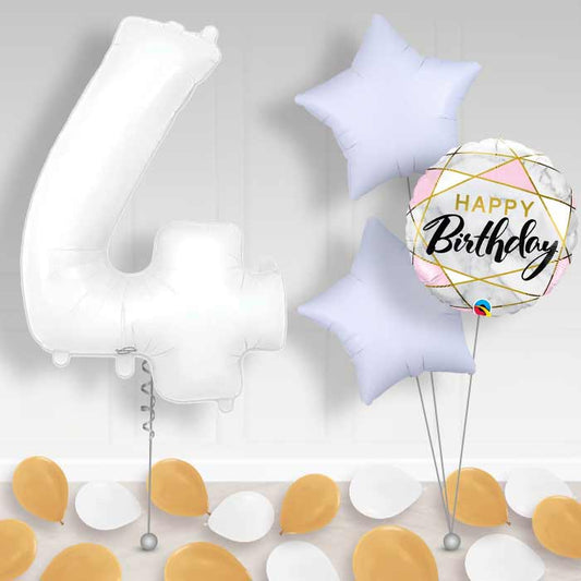 Matte White Number 4 Balloon in a Box - Package | Small Indoor Plants