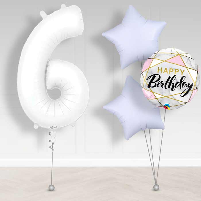 Matte White Number 6 Balloon in a Box
