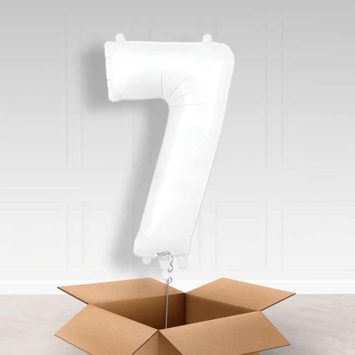 Matte White Number 7 Balloon in a Box - Giant Number | Small Indoor Plants