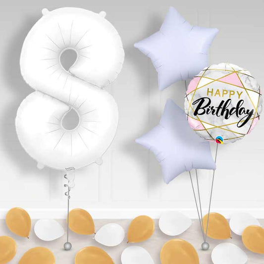 Matte White Number 8 Balloon in a Box - Package | Small Indoor Plants