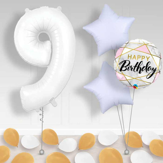 Matte White Number 9 Balloon in a Box - Package | Small Indoor Plants