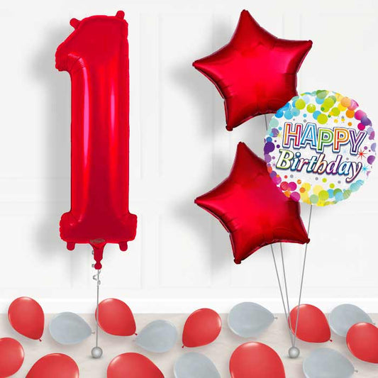 Red Number 1 Balloon in a Box - Package | Small Indoor Plants