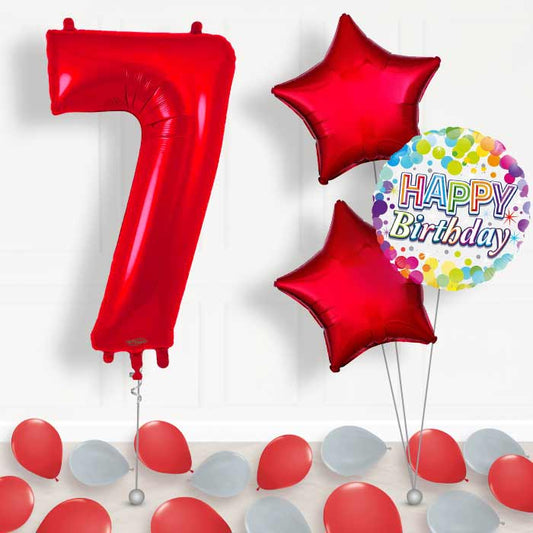Red Number 7 Balloon in a Box - Package | Small Indoor Plants