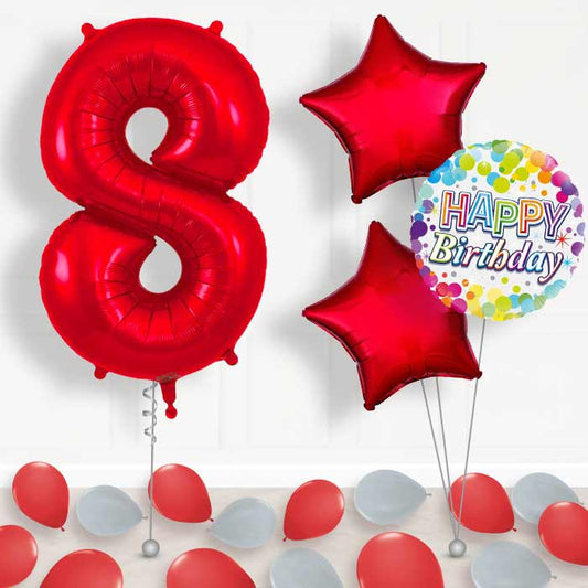 Red Number 8 Balloon in a Box - Package | Small Indoor Plants