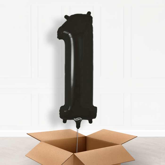Black Number 1 Balloon in a Box - Giant Number | Small Indoor Plants