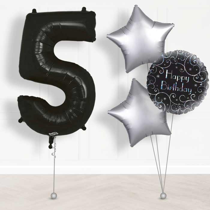 Black Number 5 Balloon in a Box