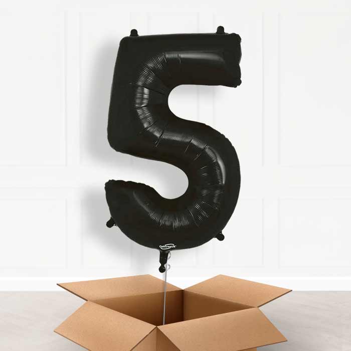 Black Number 5 Balloon in a Box