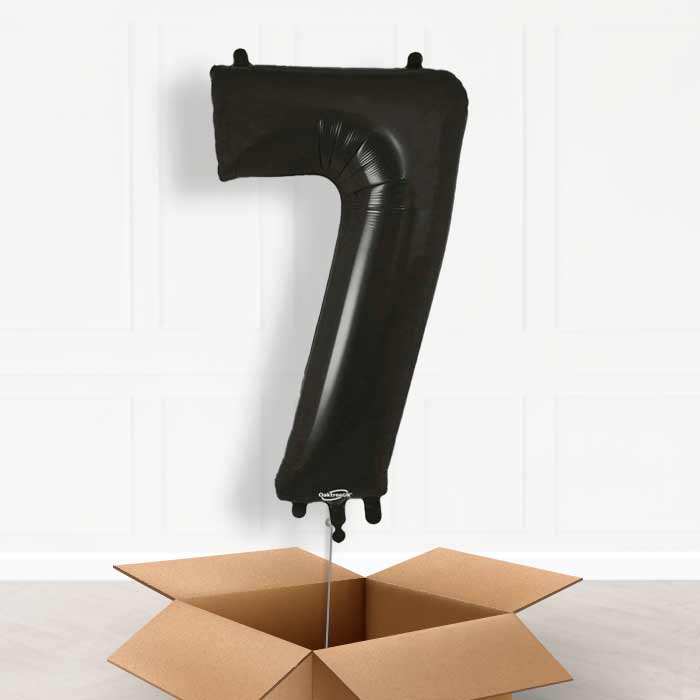 Black Number 7 Balloon in a Box - Giant Number | Small Indoor Plants