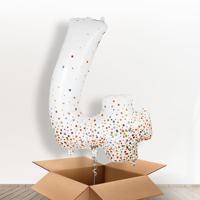 Rose Gold and White Number 4 Balloon in a Box - Giant Number | Small Indoor Plants
