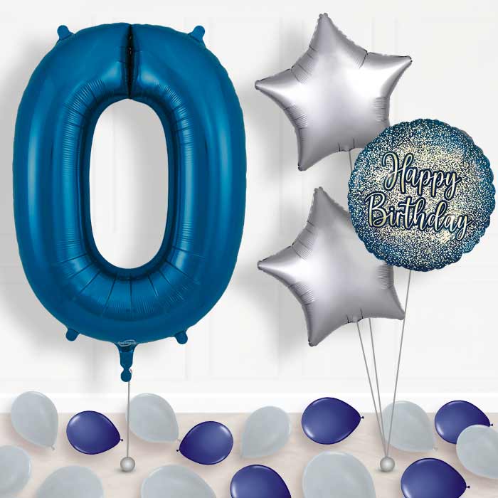 Navy Blue Number 0 Balloon in a Box - Package | Small Indoor Plants