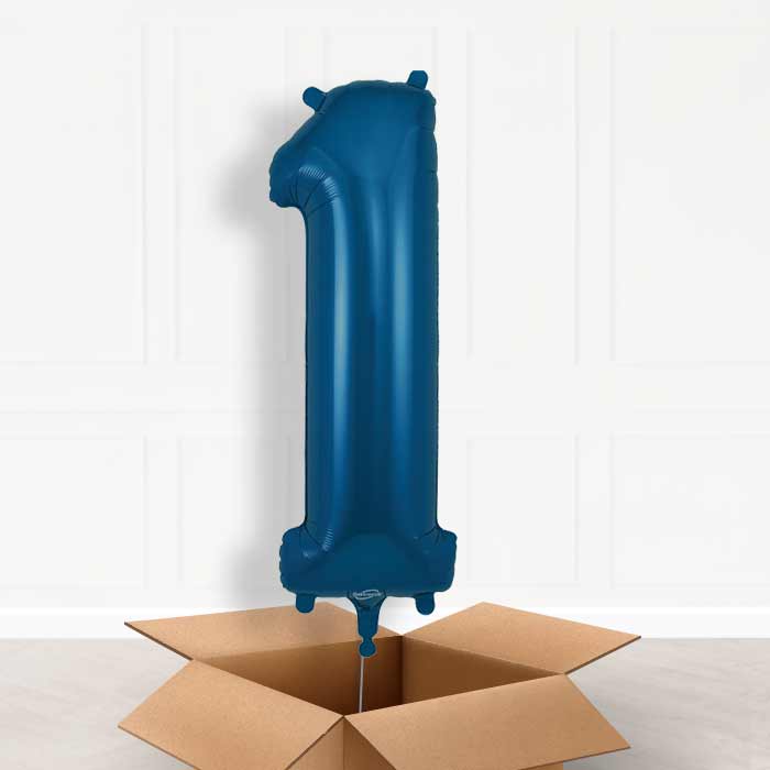 Navy Blue Number 1 Balloon in a Box - Giant Number | Small Indoor Plants
