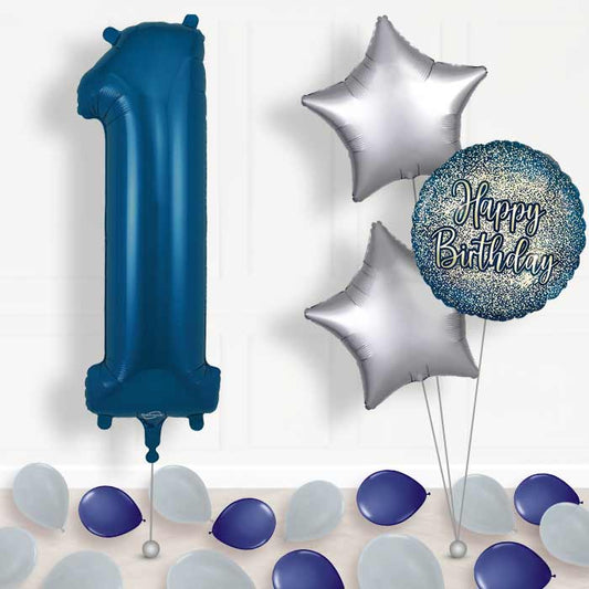 Navy Blue Number 1 Balloon in a Box - Package | Small Indoor Plants
