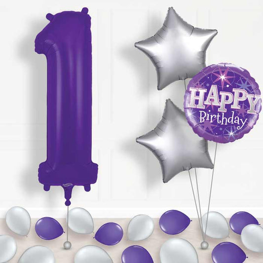 Purple Number 1 Balloon in a Box - Package | Small Indoor Plants