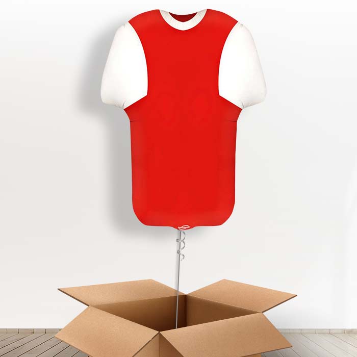 Red and White Football Shirt Helium Balloon in a Box - Giant Balloon | Small Indoor Plants