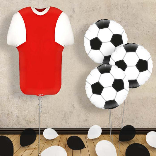 Red and White Football Shirt Balloon Bouquet - Themed Bouquet and Latex | Small Indoor Plants