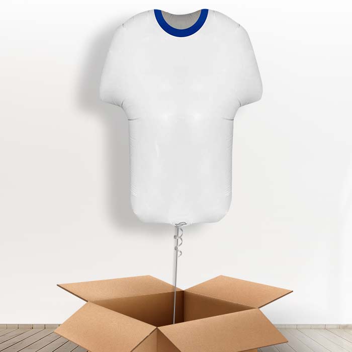 Blue and White Football Shirt Helium Balloon in a Box - Giant Balloon | Small Indoor Plants