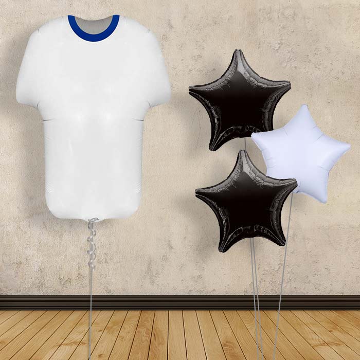 Blue and White Football Shirt Balloon Bouquet - Plain Bouquet | Small Indoor Plants