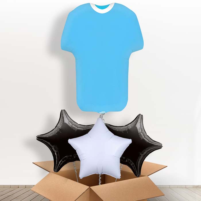 Sky Blue Football Shirt Helium Balloon in a Box