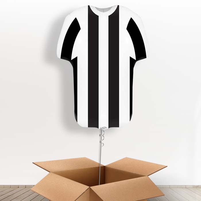 Black and White Football Shirt Helium Balloon in a Box - Giant Balloon | Small Indoor Plants