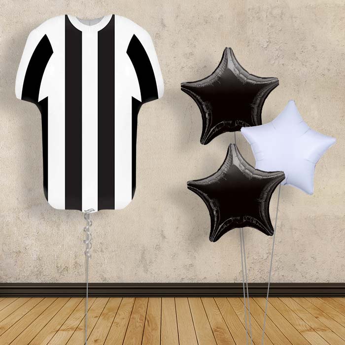 Black and White Football Shirt Balloon Bouquet - Plain Bouquet | Small Indoor Plants