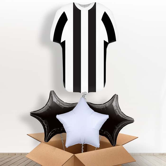 Black and White Football Shirt Helium Balloon in a Box - With 3 Plain Balloons | Small Indoor Plants