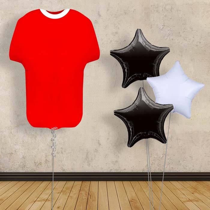 Red Football Shirt Balloon Bouquet - Plain Bouquet | Small Indoor Plants