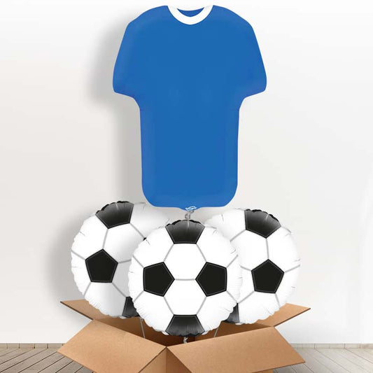 Blue Football Shirt Helium Balloon in a Box - With 3 Themed Balloons | Small Indoor Plants