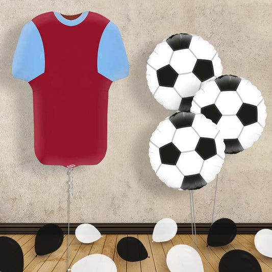 Claret and Blue Football Shirt Balloon Bouquet - Themed Bouquet and Latex | Small Indoor Plants