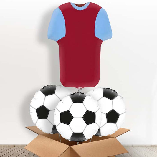 Claret and Blue Football Shirt Helium Balloon in a Box - With 3 Themed Balloons | Small Indoor Plants