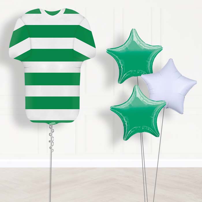 Green and White Hoop Football Shirt Balloon Bouquet