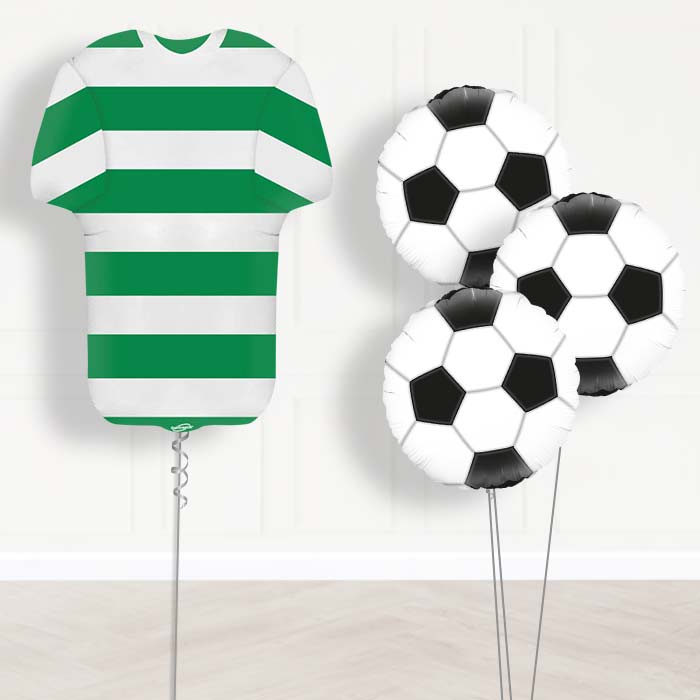 Green and White Hoop Football Shirt Balloon Bouquet