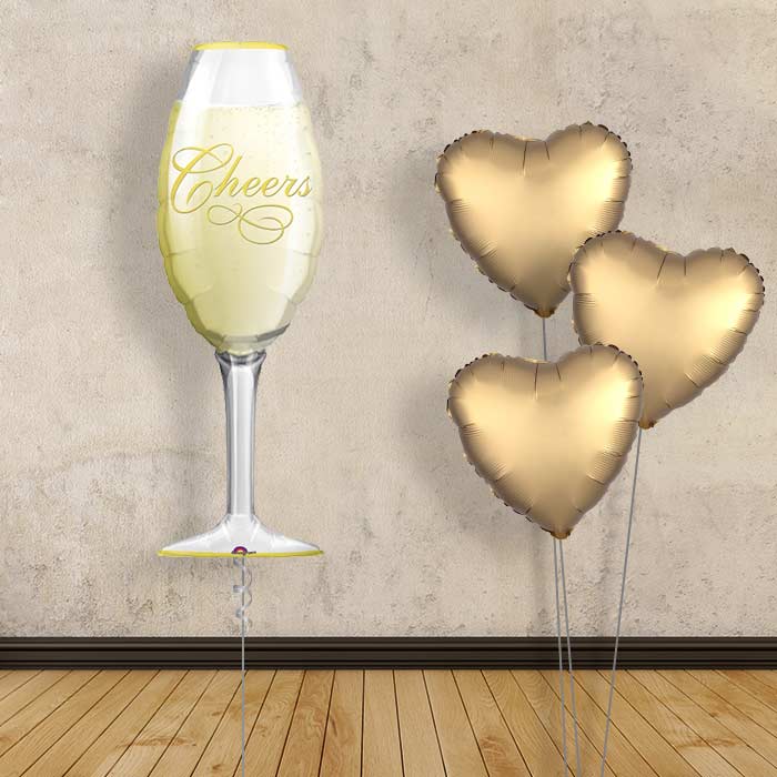 Champagne Glass Inflated Helium Balloons Delivered