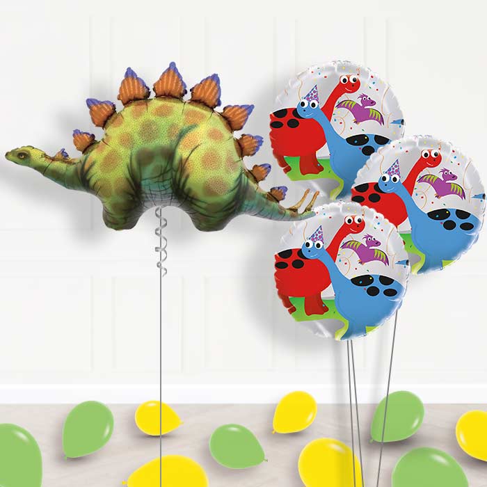 Stegosaurus Dinosaur Balloon Arrangement Delivered - Themed Bouquet and Latex | Small Indoor Plants