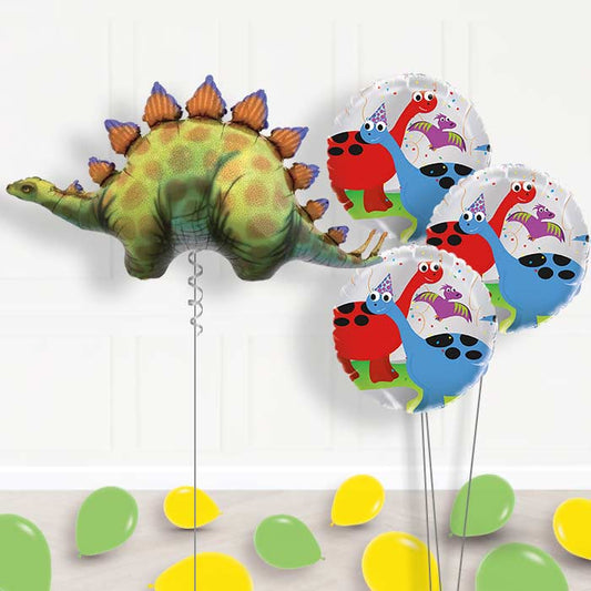 Stegosaurus Dinosaur Balloon Arrangement Delivered - Themed Bouquet and Latex | Small Indoor Plants