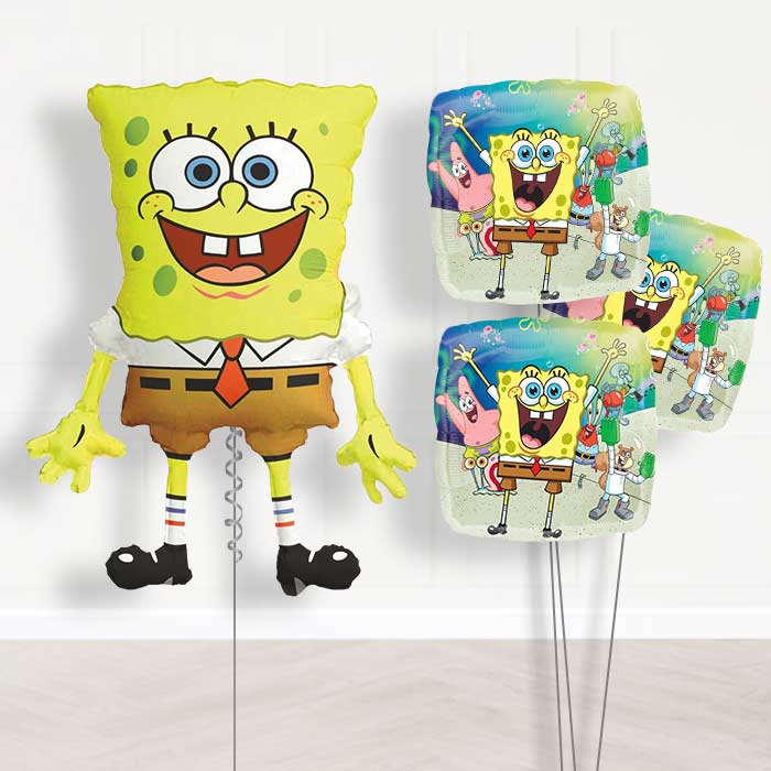 Spongebob Balloon Bouquet in a Box - Themed Bouquet | Small Indoor Plants