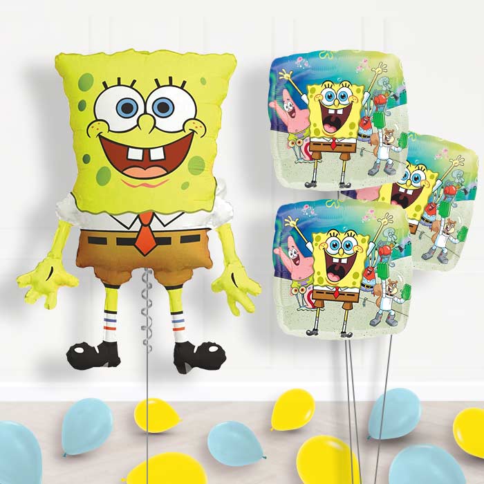 Spongebob Balloon Bouquet in a Box - Themed Bouquet and Latex | Small Indoor Plants
