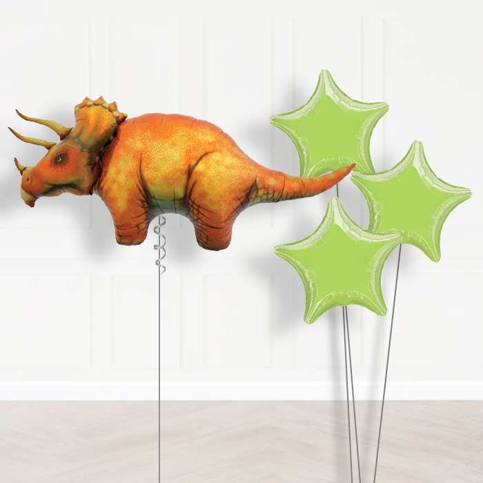 Triceratops Dinosaur Balloon Bouquet in a Box - Plain Bouquet | Small Indoor Plants