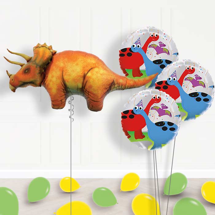 Triceratops Dinosaur Balloon Bouquet in a Box - Themed Bouquet and Latex | Small Indoor Plants
